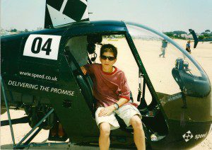 R22 Helicopter on the beach at Cadiz
