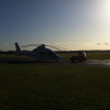 Helicopter under tow at Cambridge