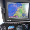 R44 cockpit GPS showing St Mawgan