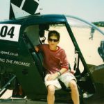 R22 Helicopter on the beach at Cadiz